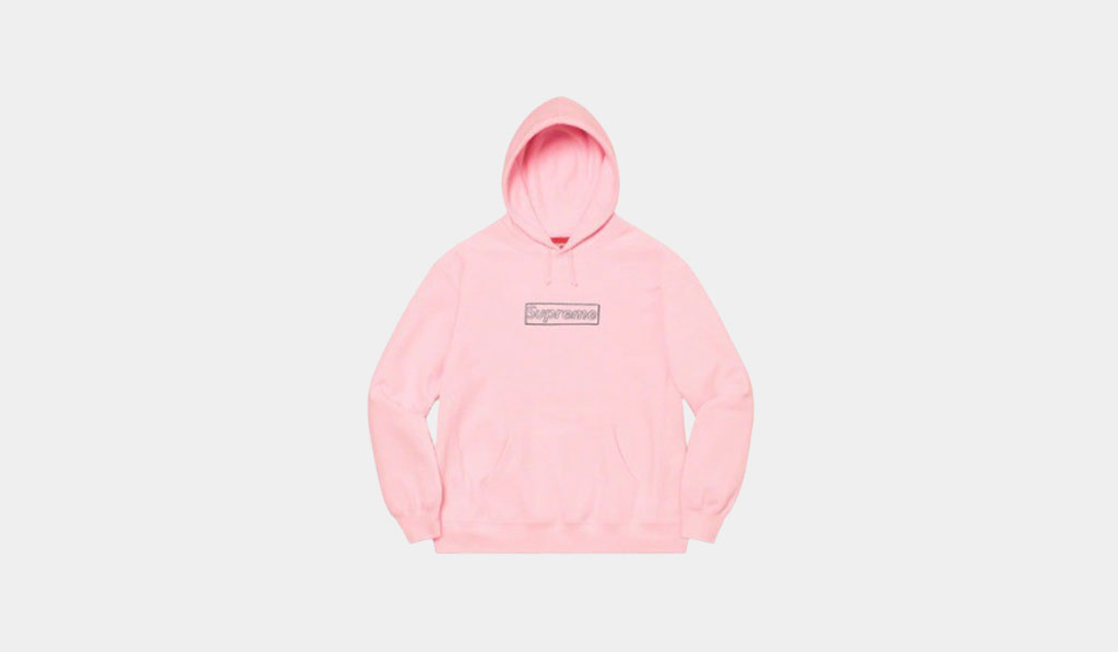 Supreme x KAWS Chalk Logo Hooded Sweatshirt Light Pink