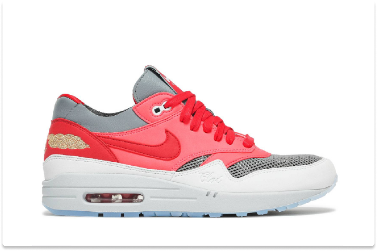CLOT X NIKE AIR MAX 1 'KISS OF DEATH ‑ SOLAR RED'
