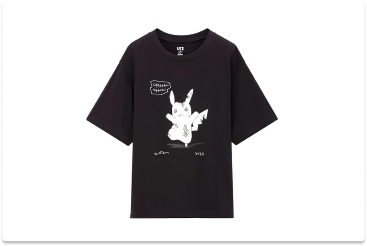 DANIEL ARSHAM X POKEMON X UNIQLO CRYSTAL PIKACHU TEE (US WOMENS SIZING) BLACK