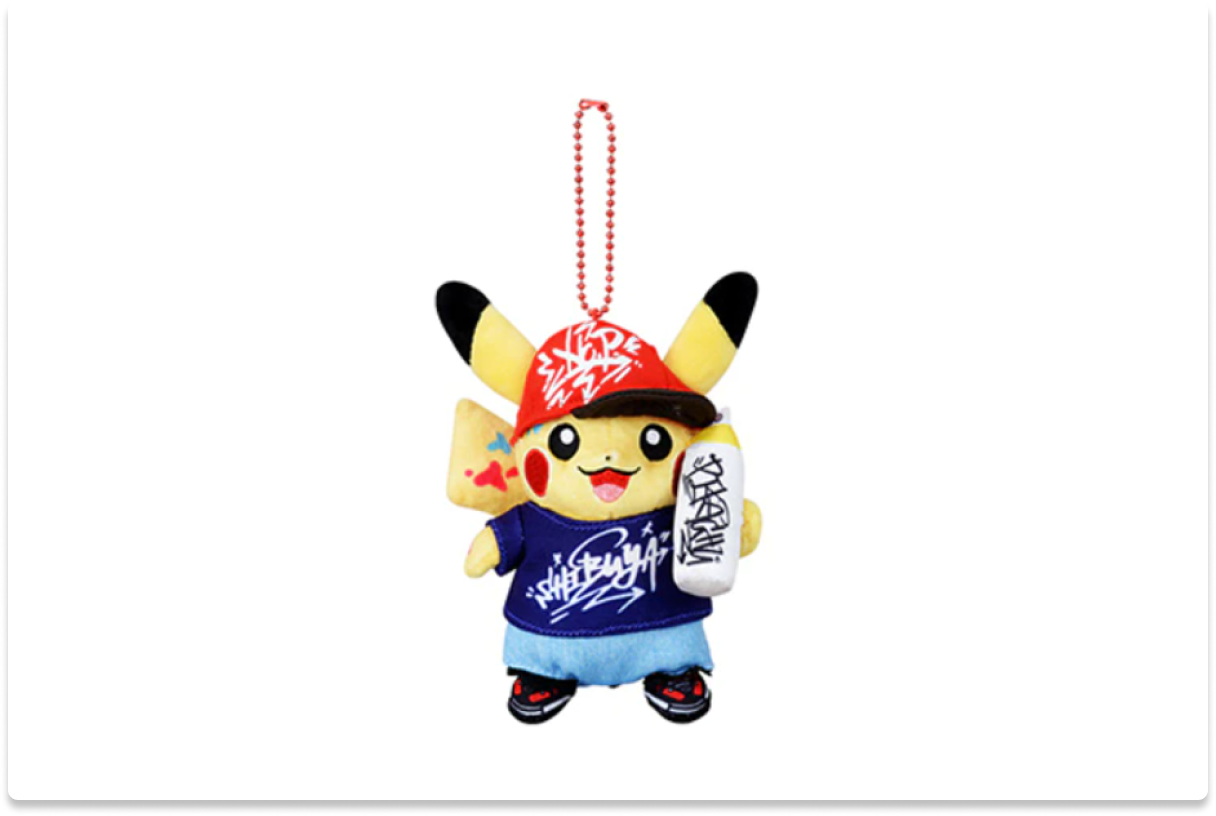 POKEMON SHIBUYA CENTER PIKACHU GRAFFITI PLUSH KEYCHAIN