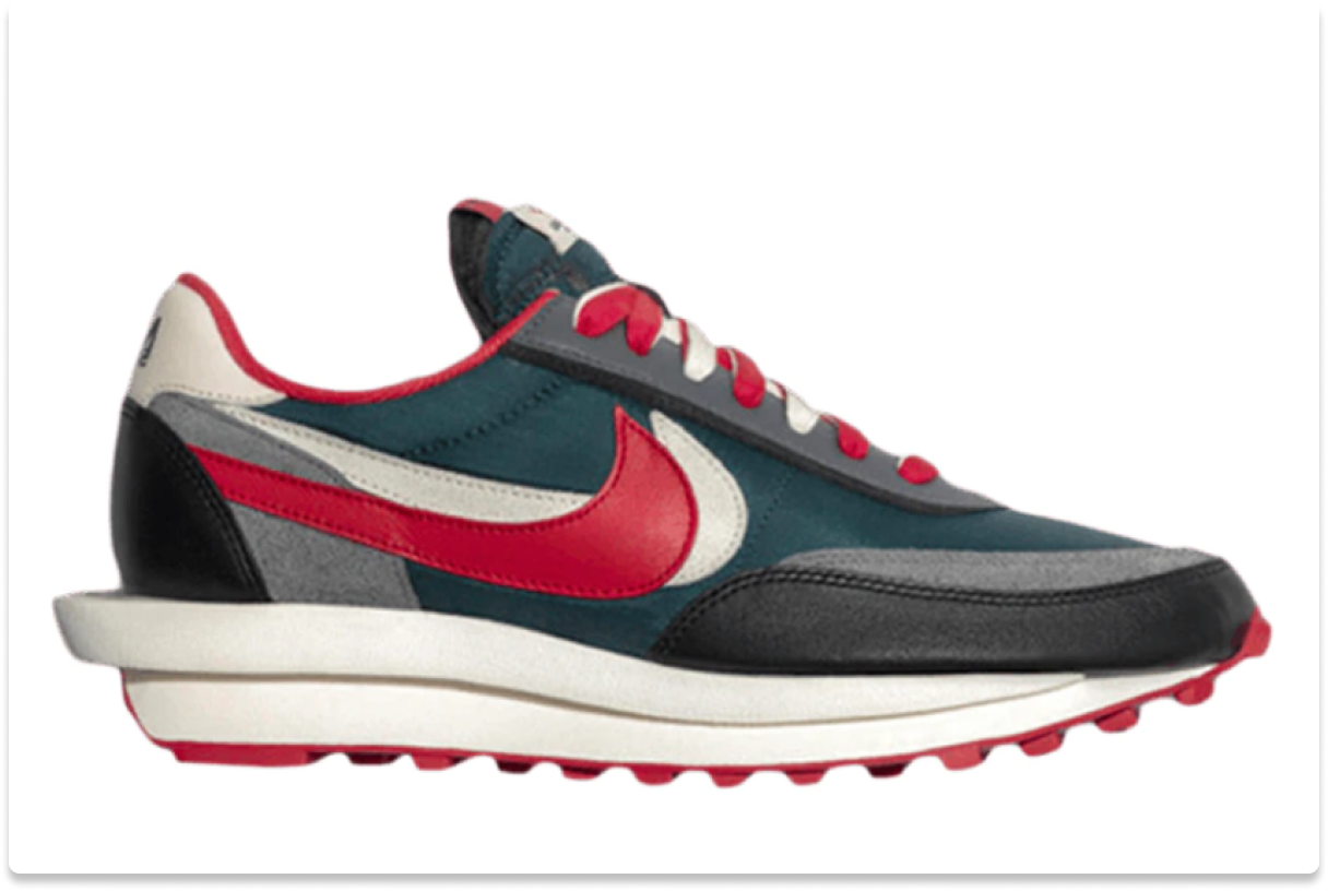 SACAI X UNDERCOVER X NIKE LDWAFFLE 'MIDNIGHT SPRUCE UNIVERSITY RED'