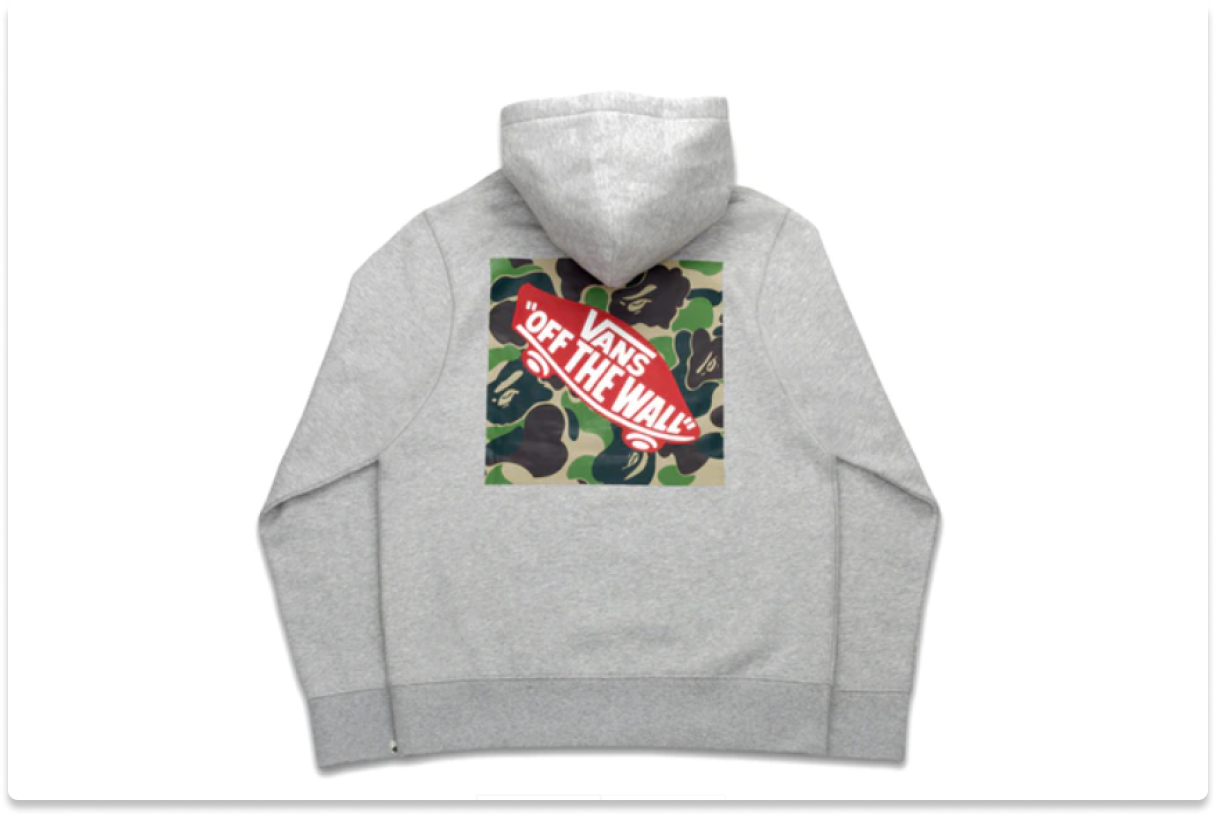 BAPE X VANS PULLOVER FLEECE HOODIE ASH HEATHER