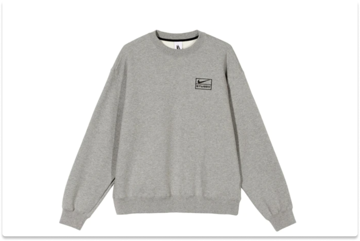 NIKE X STÜSSY NRG BR CREW FLEECE GRAY