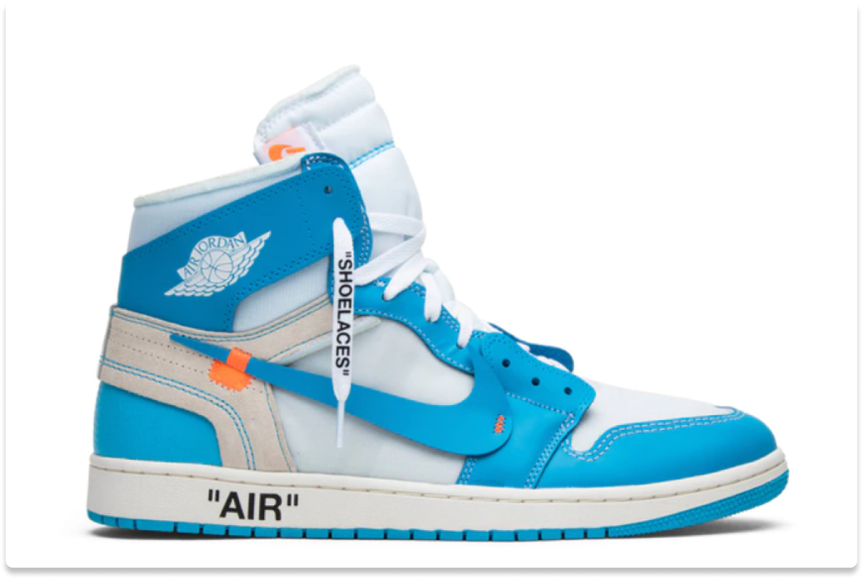 OFF‑WHITE X AIR JORDAN 1 RETRO HIGH OG 'UNC' [ALSO WORN BY RUSSEL WESTBROOK]