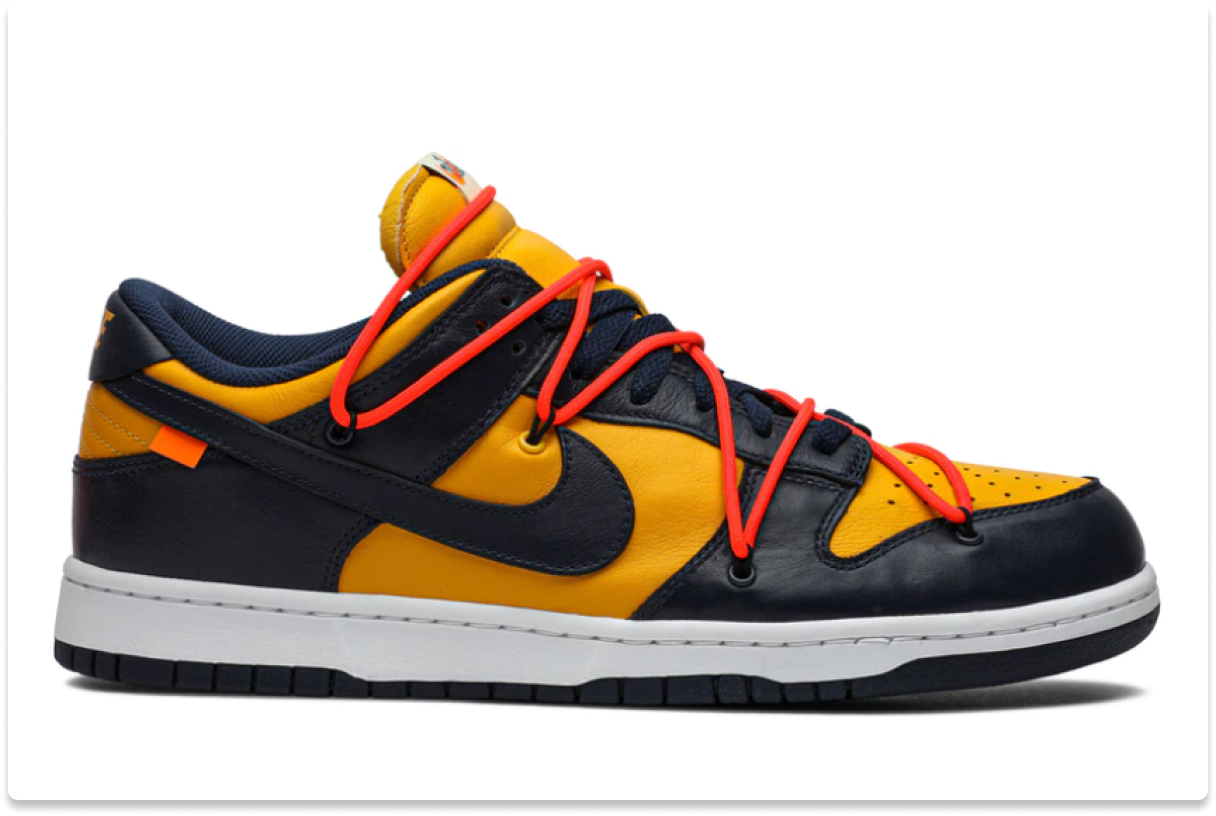 OFF‑WHITE X NIKE DUNK LOW 'UNIVERSITY GOLD' [ALSO WORN BY KEVIN LOVE]