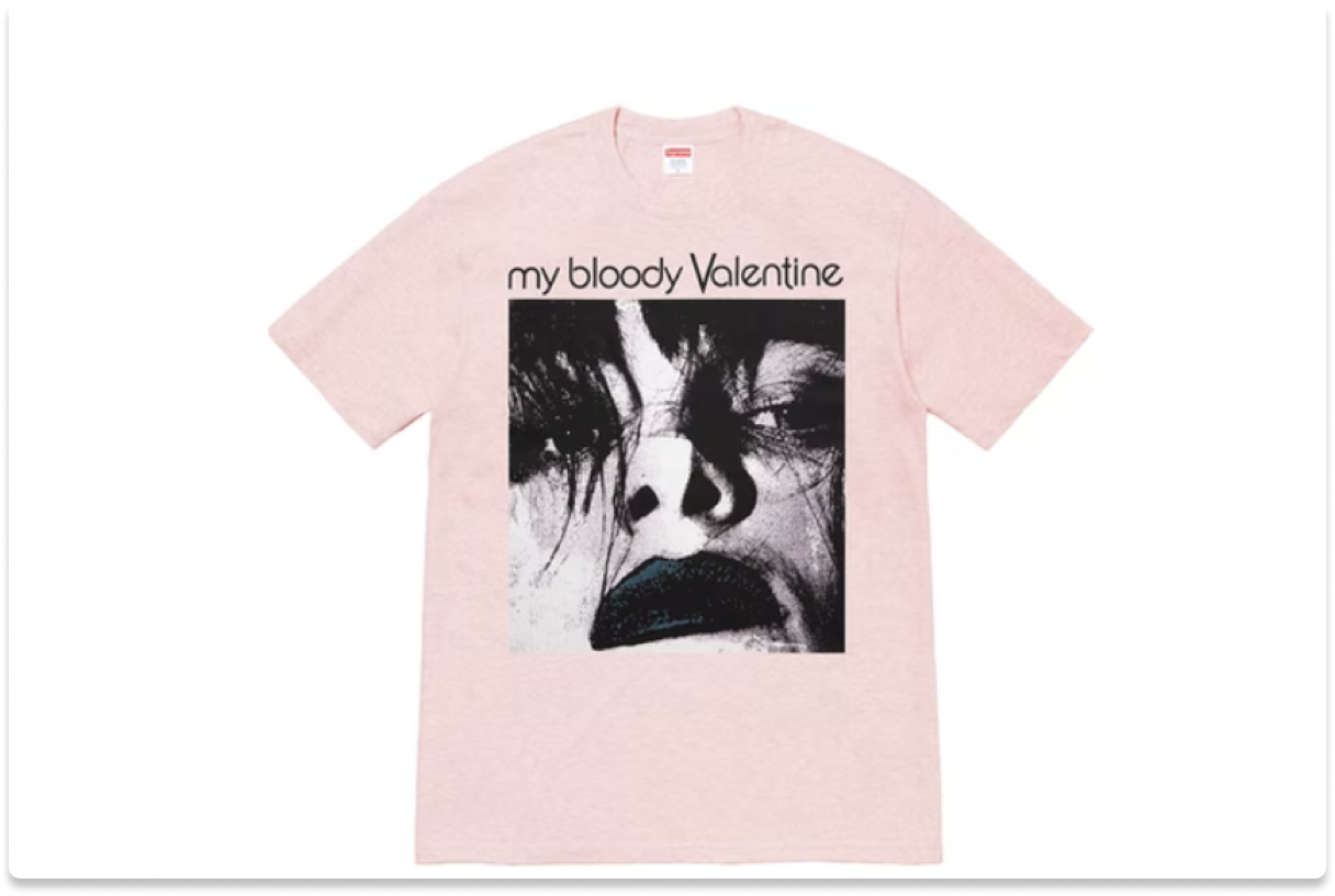 SUPREME MY BLOODY VALENTINE FEED ME WITH YOUR KISS TEE HEATHER PINK