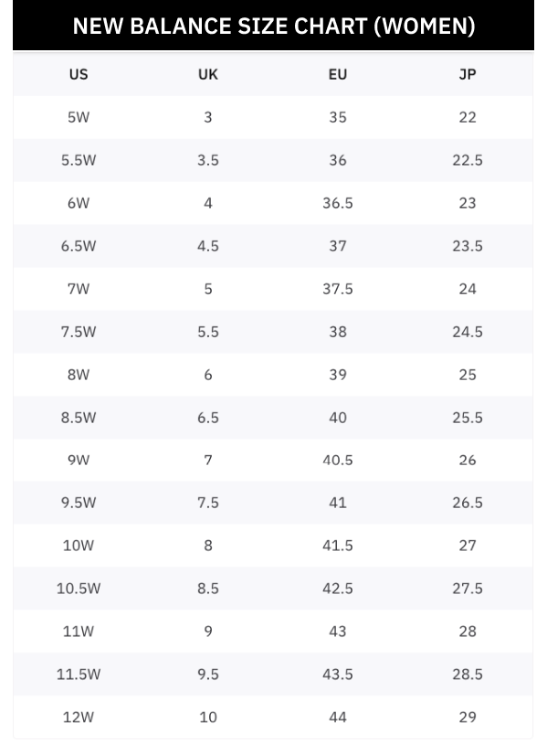 New Balance Size Chart Unveiled Get The Perfect Fit Every Time 