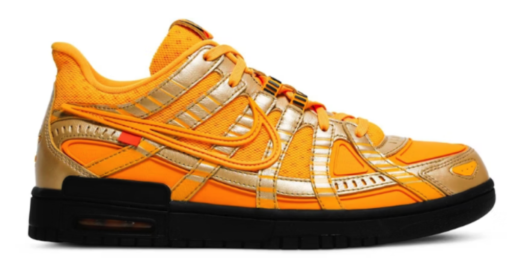 Off‑White x Nike Air Rubber Dunk 'University Gold'