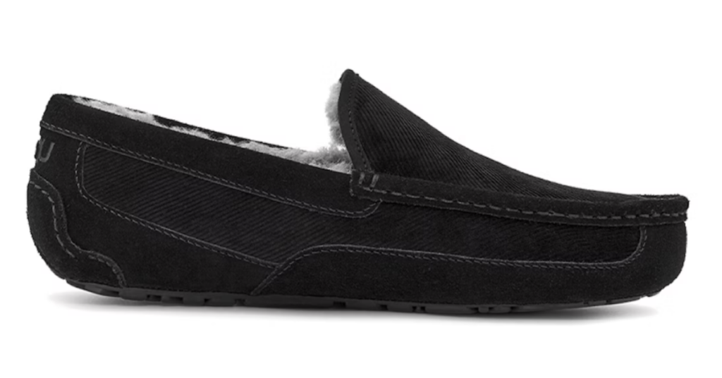 UGG Ascot Corduroy II 'Black Fleece‑Lined Low‑Top Slippers' 1125932‑BLK