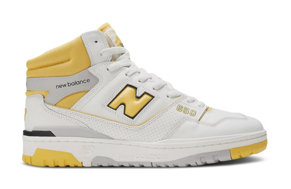 New Balance 650 - white leather high tops with mesh detailing