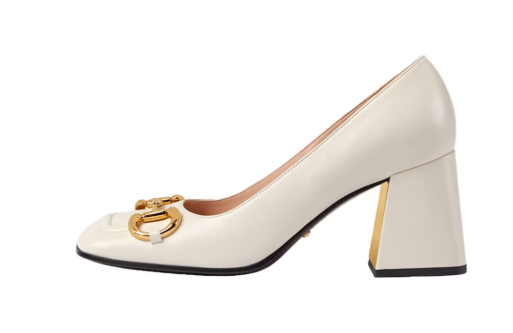 (Women) Gucci Mid-heel pump with Horsebit 'White Leather'