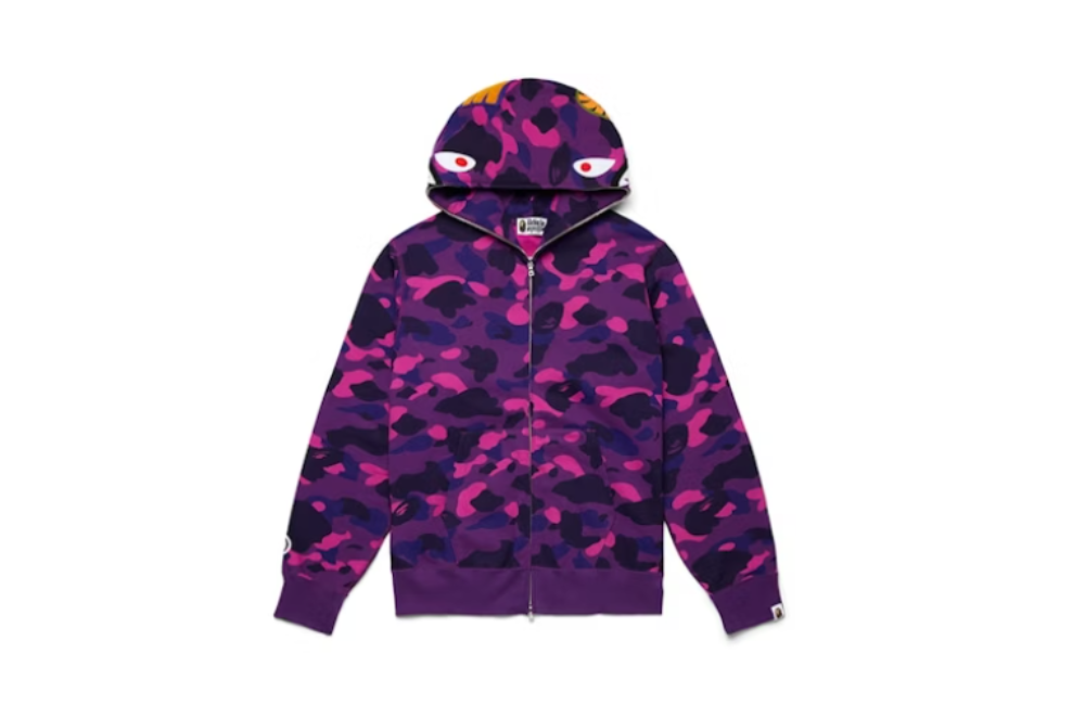 BAPE Color Camo Shark Full Zip Hoodie Purple