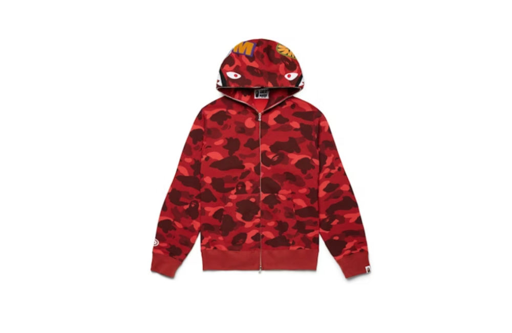BAPE Color Camo Shark Full Zip Hoodie Red