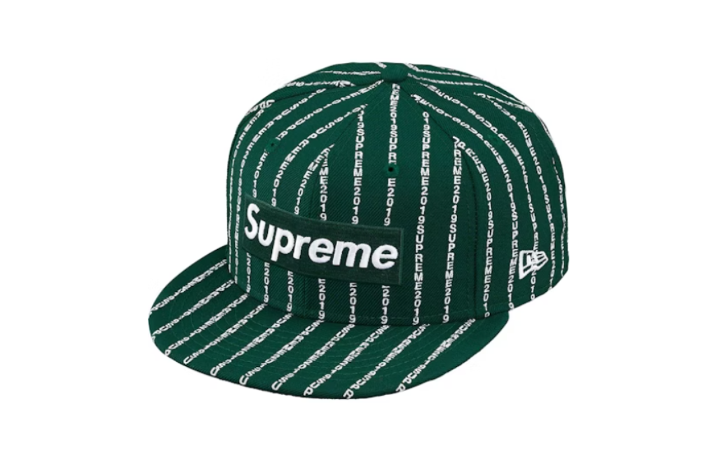Supreme New Era Text Stripe Cap Dark Green
