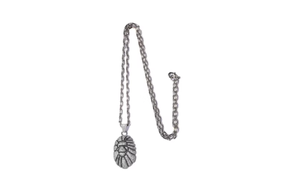 BAPE Ape Head Crystal Stone Necklace 'Silver'