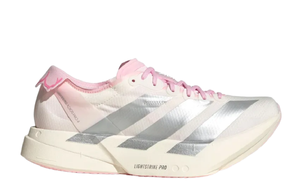 Adidas Adizero Adios Pro 4 Running Shoes Core White/Silver Metallic/Clear Pink JQ4446