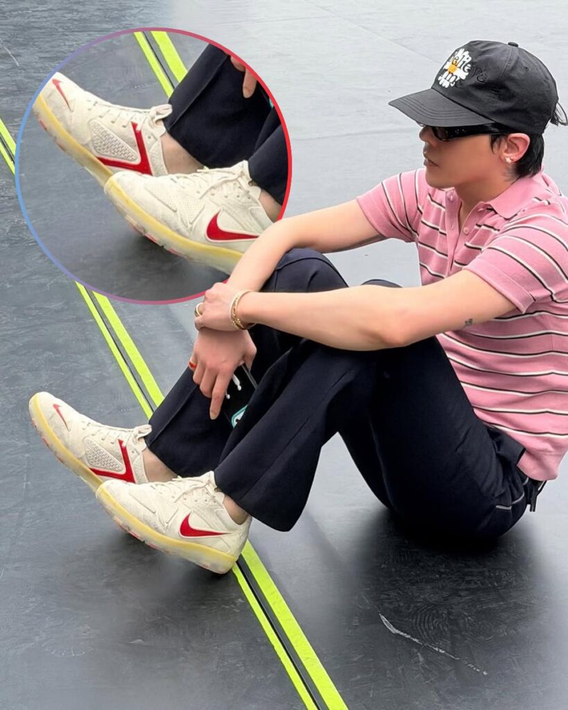 G Dragon wearing Peaceminusone x Nike Cryoshot